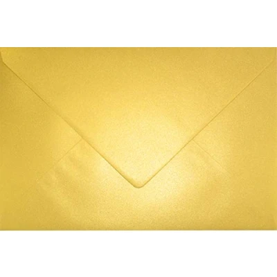 Image de Netuno 100 enveloppes dorées nacrées C5 162x229mm Aster Metallic Cherish rabat pointu grandes brillantes métallisées pour invitations anniversaires mariage cartes de vœux Noël