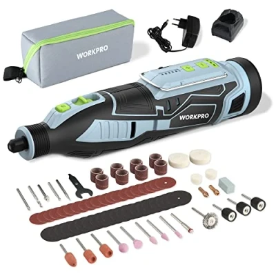 Image de WORKPRO Outil Rotatif Multifonction sans Fil 12V avec 114 Accessoires, 5 Réglages de Vitesse Variable 7500 32000 tr/min, pour Meuler, Couper, Percer, Polir, Nettoyer, Graver
