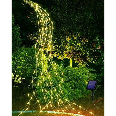 Image de Joysing Guirlande Lumineuse Solaire Extérieure 2 M 200 LED Lampe Exterieur Jardin, 8 Modes Chaîne de Lumière Étanche pour Arrosoir Plantes Terrasse Balcon Jardin Blanc Chaud