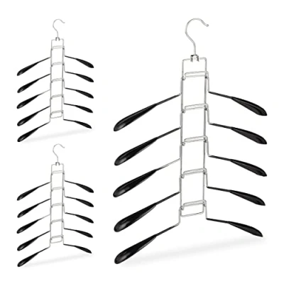 Image de Relaxdays Cintre Multiples, Set 3, Multifonction, Gain Place, Robe Chemise, 5 Support Amovible antidérapant, Noir