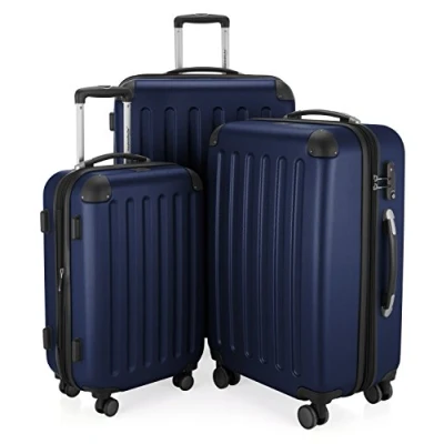 Image de HAUPTSTADTKOFFER Spree Set de 3 valises, Bagages rigides, ABS, TSA, extensible, extra léger, 4 roues, 7 (S M &amp; L), Bleu Foncé
