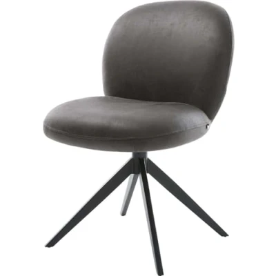 Image de Chaise pivotante Nube Flex microvelours anthracite vintage pied croisé large noir pivotement sur 360 fonction bascule ressorts ensachés