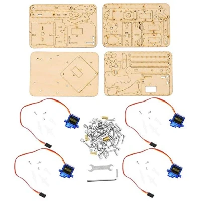 Image de Robot Arm Kit, 4 DOF Wood Robotic Mechanical sg90 Servo for Arduino Raspberry Pi SNAM1500, Students, DIY Enthusiasts, Claw