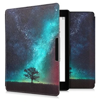 Image de kwmobile Étui Compatible avec Kobo Aura One Coque à Rabat magnétique Tablette eReader Similicuir Bleu Gris Noir