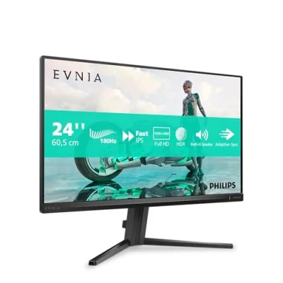 Image de Philips Evnia 24M2N3200S Moniteur de Jeu FHD 24 Pouces, 180 Hz, 0,5 ms, FreeSync Prem., G Sync comp. (1920x1080, HDMI 2.0, DisplayPort 1.4) Noir Gris