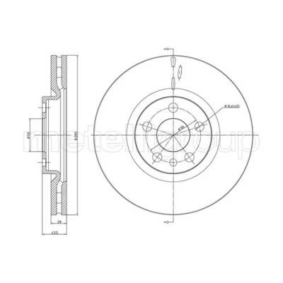 Image de METELLI 23 0615C Disque de frein 285,0 28,0 5 59,0 ventilé peint PEUGEOT: 807, Expert I Van, I, CITROËN: C8, Jumpy MPV