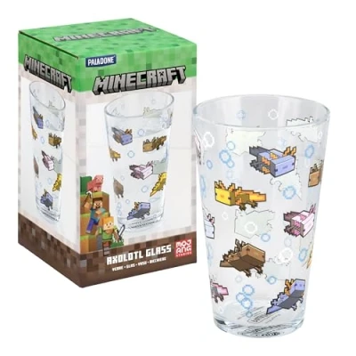 Image de Minecraft Paladone Axolotl Verre à boire 400 ml sous licence officielle pour joueurs, cadeau amusant, produit de jeu