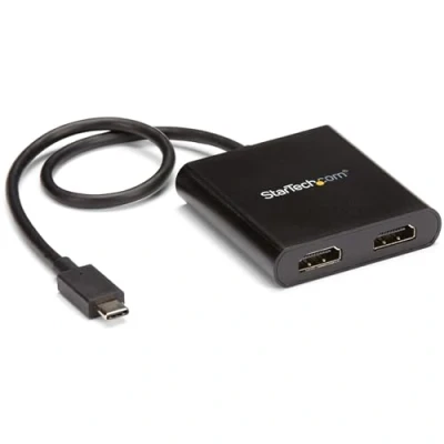 Image de StarTech.com Adaptateur USB C vers Double HDMI, Hub Type Multi Moniteur MST, Extender / Splitter d&#039;Affichage HDMI 4K 30Hz pour Ordinateur Portable, HDR, Câble Intégré Extra Long Windows Uniquement Neuf