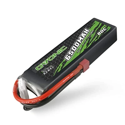 Image de OVONIC RC Lipo Batterie 3S 11,1 V 6500 mAh 80 C avec connecteur Deans T rigide pour avion FPV RC, voiture, Evader BX, quadcopter, hélicoptère, camion, bateau (1 pièce)
