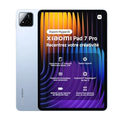 Image de Xiaomi Pad 7 Pro, 11.2&quot; Tablette, 8+256GB, Bleu, 8850mAh Batterie, 67W HyperCharge, HyperAI (Chargeur Non Inclus)(Version Française+2 Ans de Garantie)