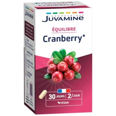Image de JUVAMINE, Cranberry, Bien, ëtre Urinaire, Formule Concentrée, Canneberge, Confort Féminin, Végan, Programme 1 mois, 60 Gélules, Fabriqué en France