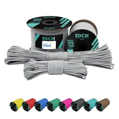 Image de EdcX 2 mm Nylon Paracord 275 (15, 30, 50 and 100 m) 100% Rope, 3 Strand Cord, Cord in Many Colours (White, 30