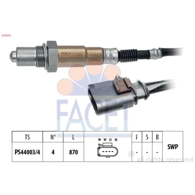 Image de FACET 10.8535 Sonde lambda chauffé, planaire, Filetage prégraissé VOLKSWAGEN: CADDY 4 Kasten, Kombi