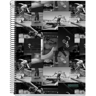 Image de Miquelrius Cahier A4, 140 feuilles de 70 g/m², quadrillage 5 x mm, 4 bandes colorées, trous, couverture rigide, collection Skate Park