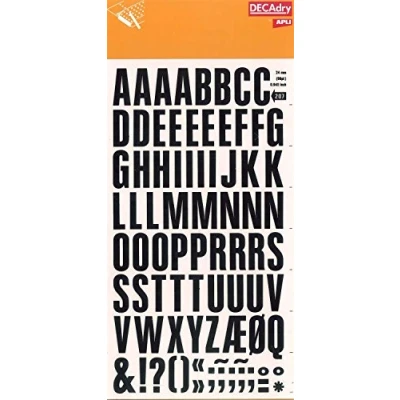 Image de Apli SDD207F Lettres transfert majuscules noires 24 mm 86 caractères Noir