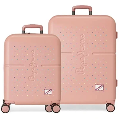 Image de Pepe Jeans Carina Rose Valise Set 55/70 cm ABS Rigide Fermeture TSA Intégrée 116L 7.54 kg 4 Double Roues Bagage à Main