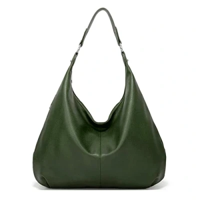 Image de Ashioup Sacs fourre tout en cuir synthétique souple avec fermeture éclair, pour femme, Vert foncé., Taille unique