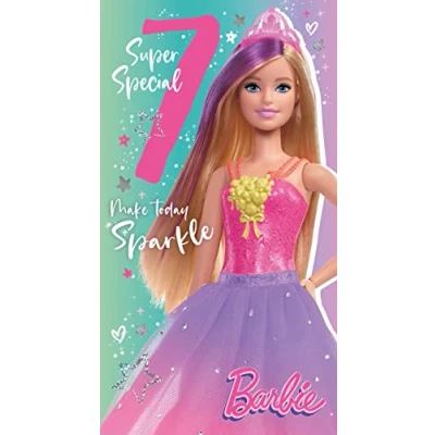 Image de Danilo Promotions Limited carte d&#039;anniversaire Barbie 7 ans, officielle multicolore, 22,9 x 12,7 cm