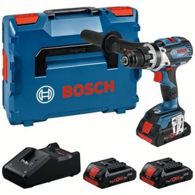 Image de Bosch Professional 18V System perceuse visseuse sans fil GSR 110 C (couple maxi : Nm, Ø de vissage 12 mm, avec 3 batteries ProCORE 4.0Ah, chargeur GAL 40, dans L BOXX)