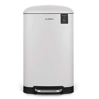 Image de Les Collectors Poubelle de Cuisine à pédale Acier inoxydable n728, Capacité 30L, Compacte, Seau intérieur amovible, Design élégant Finition Mat, Résistante, Fermeture couvercle silencieuse, Blanche
