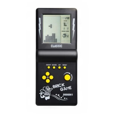 Image de HLF 3,5 Pouces Grand écran Brique Console de Jeu Bloc Construction Course/Jeu réservoir intégré 23 Jeux Classiques Puzzle nostalgique (Noir)