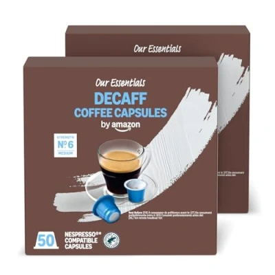Image de by Amazon Capsules de café Lungo Décaféiné compatibles avec Nespresso, Torréfaction Moyenne, 100 Unité (2 lot 50) Certifié Rainforest Alliance