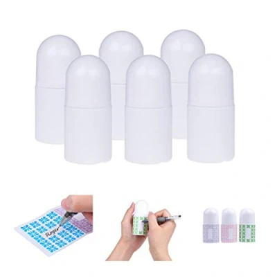 Image de Bouteilles Déodorant à Rouler Rechargeables (Paquet de 6) Vides 1 Oz (30 ML) 20 Autocollants Écrivables Capuchon Twist pour Naturel, Crème Solaire, Hydratant, etc.
