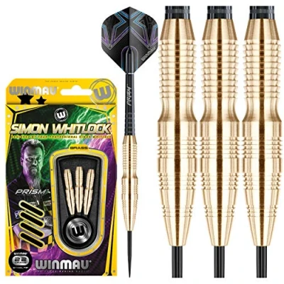 Image de WINMAU des Champions Simon Whitlock 24g Ensemble de Fléchettes en Laiton avec Vols et Prism Arbres (Tiges)