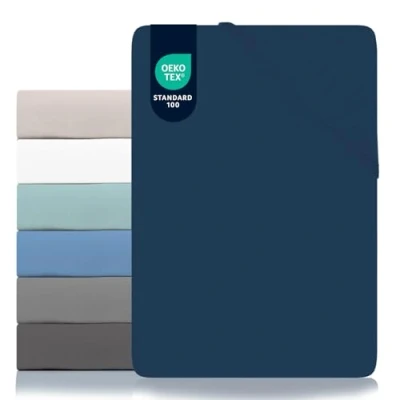 Image de Dreamzie Drap Housse 180x200 Microfibre (100% Polyester) Oeko Tex Matelas Bleu Foncé