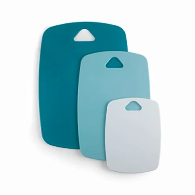 Image de Lacor 60555 Jeu de 3 planches à découper OCEAN, planche découper, idéal pour couper des aliments, trou suspendu, polypropylène, Dimensions: 20x15 cm, 30x20 cm et 35x25 Bleu