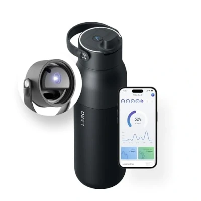 Image de LARQ Bouteille PureVis 2 1L d’Eau Auto nettoyante avec purificateur UV, Acier Inoxydable isolé, Application de Suivi, réutilisable, Garantie 1 an, Obsidian Black