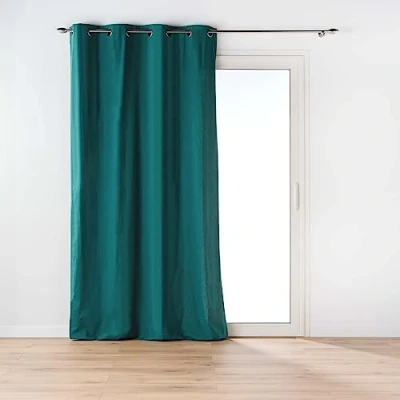 Image de douceur d&#039;intérieur, Rideau à Oeillets (135 x 260 Cm) Twily Emeraude, Coton / Polyester Recyclé