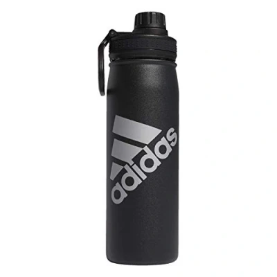 Image de adidas Bouteille d&#039;eau en métal de 600 ml, isolation à double paroi acier inoxydable 18/8, noir/argenté métallique, taille unique
