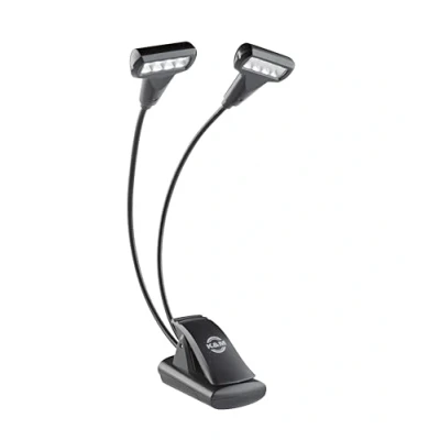 Image de K&amp;M 12273 Lampe de pupitre Double4 LED T Model Flexlight Noir Fixation par clip 3000 Kelvin, 64 Lumen
