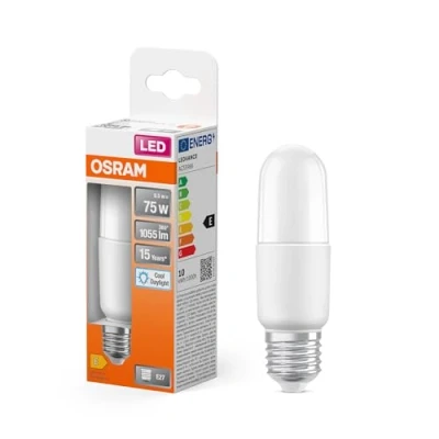 Image de OSRAM LED Star Classic STICK, ampoule givrée en forme de bâton pour culot E27, blanc lumière du jour (6500K), 1050 lumens, remplace les ampoules classiques 75W, pack 1