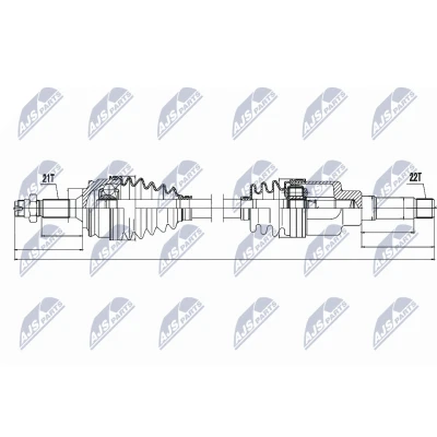 Image de NTY NPW PE 015 Arbre de transmission Essieu avant droit, 861 CITROËN: C3 III Van / 3/5 portes, II, DS3 3 portes