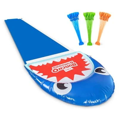 Image de Bunch O Balloons Shark Bite Slide/tapis de glisse Requin, inclut 100 ballons d’eau à fermeture automatique remplissage rapide