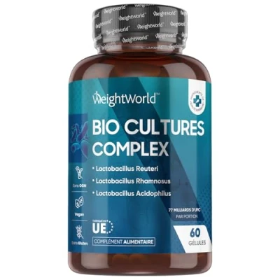 Image de Probiotique Complex 77 Milliards d&#039;UFC, 60 Gélules Vegan, 20 Souches Bactéries, Lactobacillus Gasseri, Rhamnosus, Bifidobacterium, Inuline Bio, Prébiotiques FOS, Pour Flore Intestinale