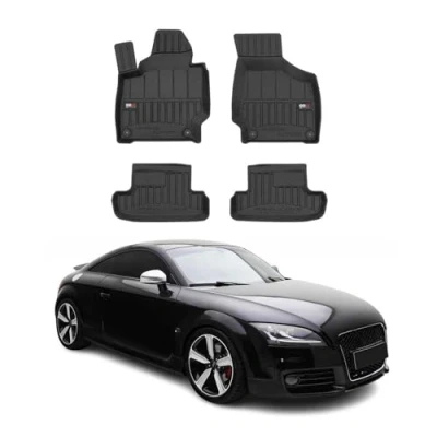 Image de Tapis de Sol 3D TPE Premium Compatible avec Audi TT II 2006 2014 Revêtement pour Voiture Intérieur antidérapant Bords Hauts Noir