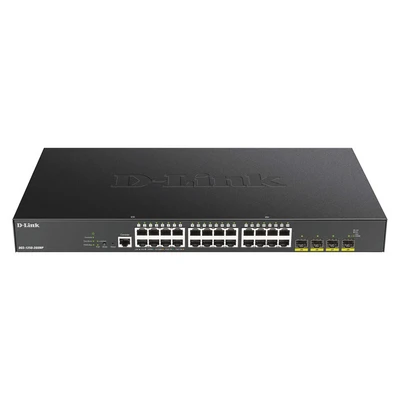 Image de D Link DGS 1250 28XMP/E, 28 Port Layer 2/3 Smart Gigabit Switch (24x BaseT PoE+ Port, 4X 10G SFP+) Cordon d&#039;alimentation UE Uniquement