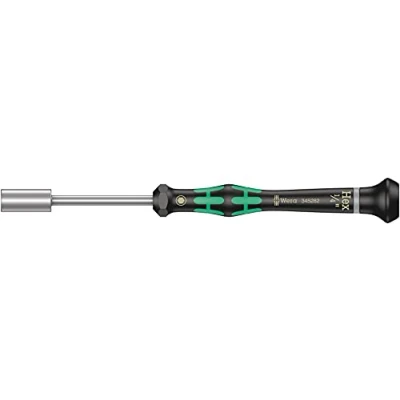 Image de Wera 05345282001 2069 Tournevis électronicien à douille, 1/4 pouce x 60 mm, Noir/vert