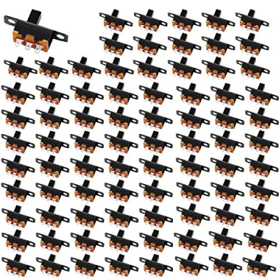 Image de HUAZIZ 180 Pièces Interrupteur à Glissière, 3 Broches 2 Positions SPDT Panneau Commutateur Modèle d&#039;Interrupteur Glissière Bricolage Est SS12F15 1P2T