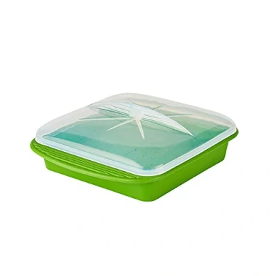 Image de mastrad F69288 Papillotes Minute XL Flexible &amp; Anti Adhérente Préserve Les Nutriments De Vos Aliments Cuisson Saine Adaptée Au Four Micro Onde Silicone sans BPA Contece 2,2 L Vert