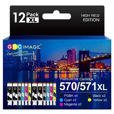 Image de GPC Image Cartouches d&#039;encre Remplacement pour Canon PGI 570 CLI 571 571XL PIXMA TS5050 TS5055 MG5750 TS5053 MG6852 MG6850 MG5700 MG5752 MG5753 (12 Pack)