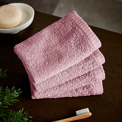 Image de Catherine Lansfield Lot de 4 Gants Toilette en Coton à séchage Rapide Rose
