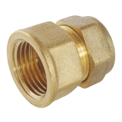 Image de SOMATHERM FOR YOU, Raccord à compression laiton femelle 12/17 pour tube cuivre Ø14 Idéal plomberie, réseaux d&#039;eau sanitaire et chauffage Étanchéité filet ou joint plat