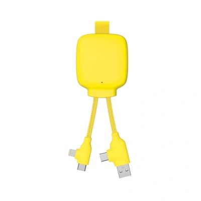 Image de Xoopar Câble Multi Connecteurs USB 4 en 1 Chargeur Universel et Batterie Externe 3000 mAh Plastique Recyclé Gamma Lite Jaune Neuf