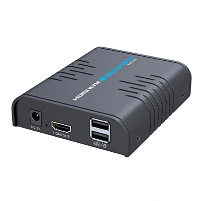Image de AGPtEK Extender KVM USB HDMI Sur un Seul Câble Ethernet Cat 5/5E/6/7 Extension de Signal jusqu&#039;à 120 m/365 Pieds Prise en Charge La Souris clavier