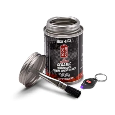 Image de Errecom 1000 Miglia BKR 4103 All WEATHER CÉRAMIQUE Lubrifiant Chaîne de Vélo pour toutes les Conditions piste 120 ml, formule fluorescente et parfumée, Pot In One avec Brosse incluse
