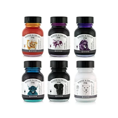 Image de Octopus Write and Draw Ink Set Basic Mix encre imperméable pour écrire et dessiner, de calligraphie, cartouche dessin stylo plume, 6 x 50 ml